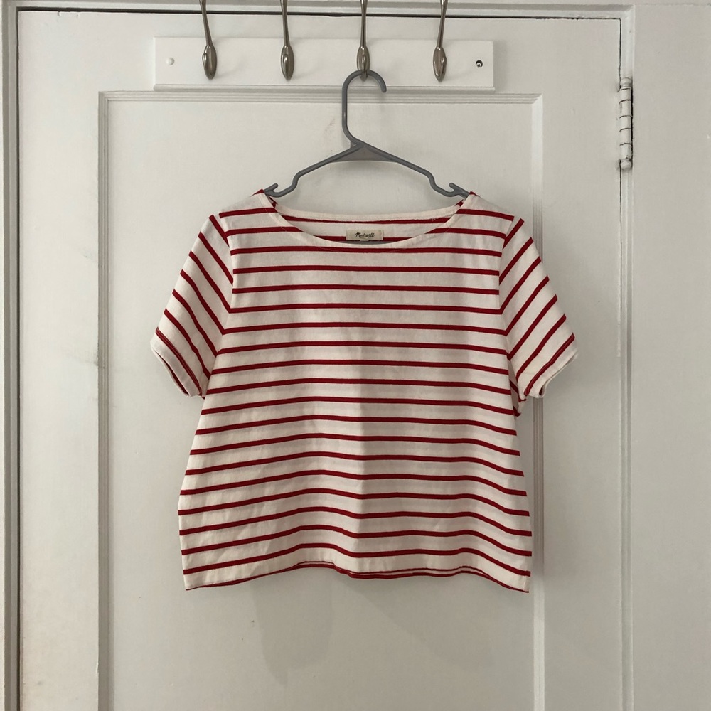 Striped Madewell Boxy Crop Top
